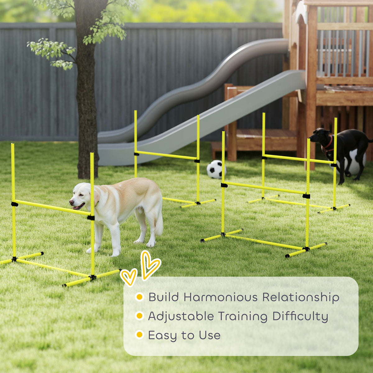 Set of 4 Dog Agility Training Jump Bars with Carrying Bag - Yellow-Dogs-DECOROLALA