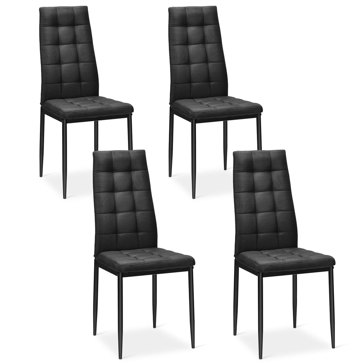 Set of 4 Fabric Dining Chairs Set with Upholstered Cushion and High Back-Dining Chairs-DECOROLALA