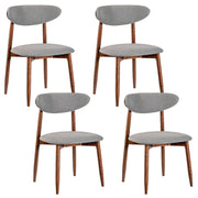 Set of 4 Fabric Upholstered Dining Chairs with Curved Backs-Gray-Dining Chairs-DECOROLALA