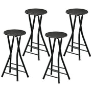 Set of 4 Foldable Barstools - Black 24" Counter Height-Home Furnishings > Kitchen & Dining Furniture > Bar Stools-DECOROLALA