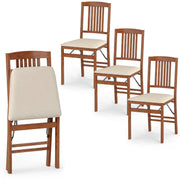 Set of 4 Foldable Upholstered Kitchen Chairs with Padded Seat-Beige-Dining Chairs-DECOROLALA