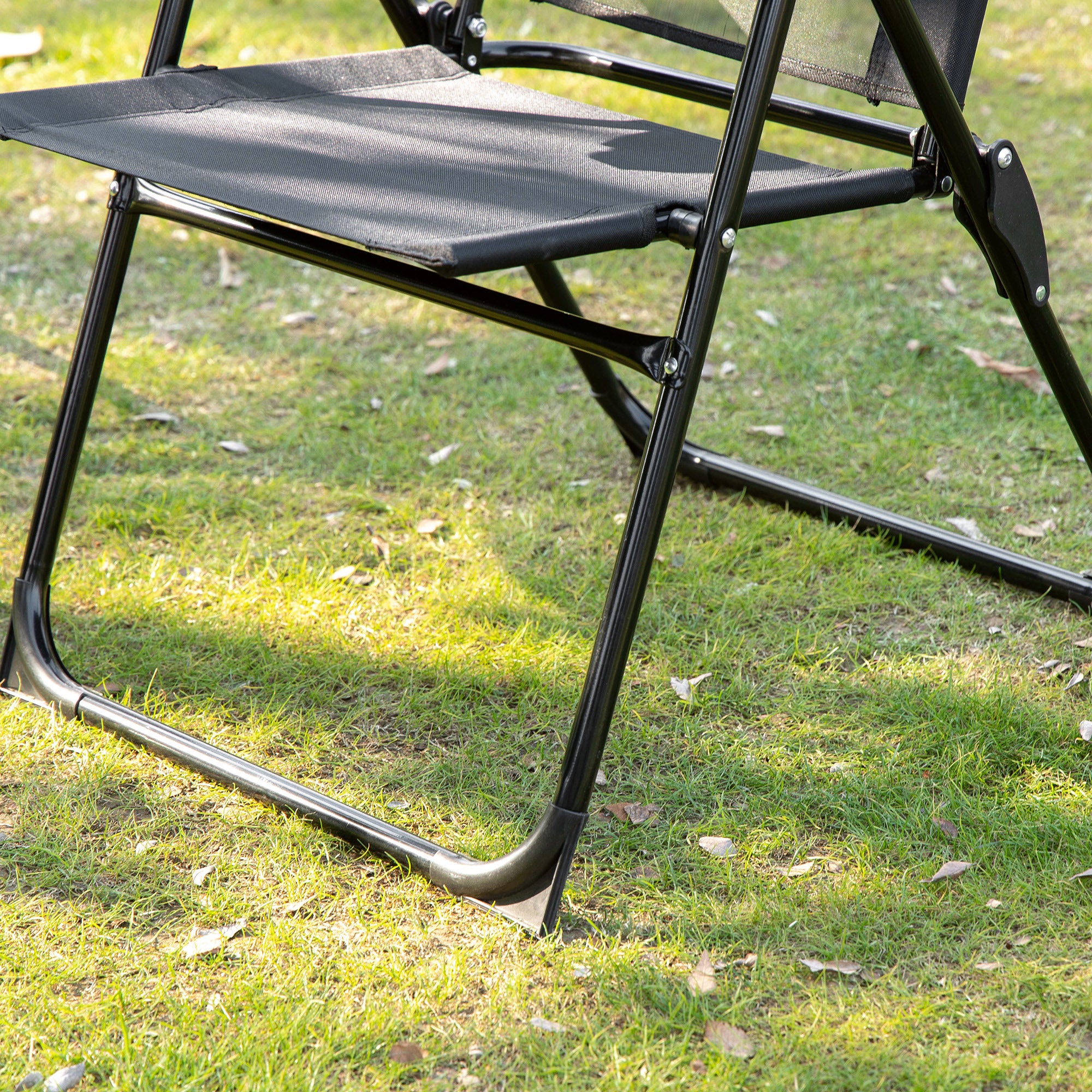 Set of 4 Folding Camping Chairs - 5-Level Adjustable Black-DECOROLALA
