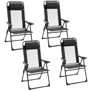 Set of 4 Folding Camping Chairs - 5-Level Adjustable Black-DECOROLALA
