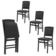 Set of 4 Folding Dining Chairs with Padded Seat and High Backrest-Black-Dining Chairs-DECOROLALA