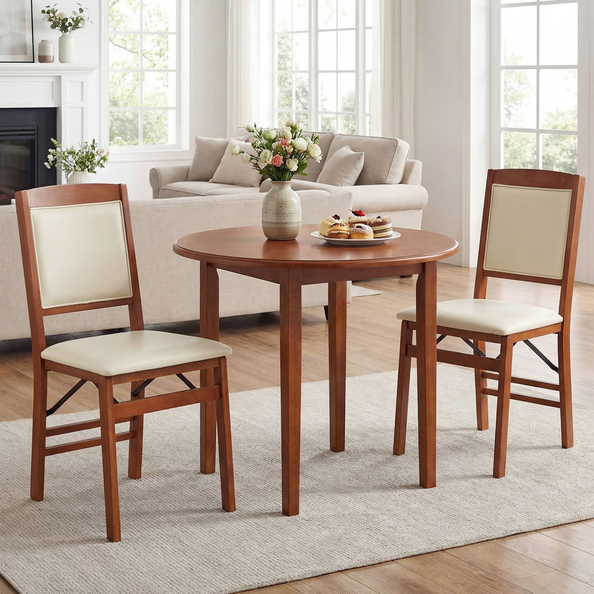 Set of 4 Folding Dining Chairs with Padded Seat and High Backrest-Walnut-Dining Chairs-DECOROLALA