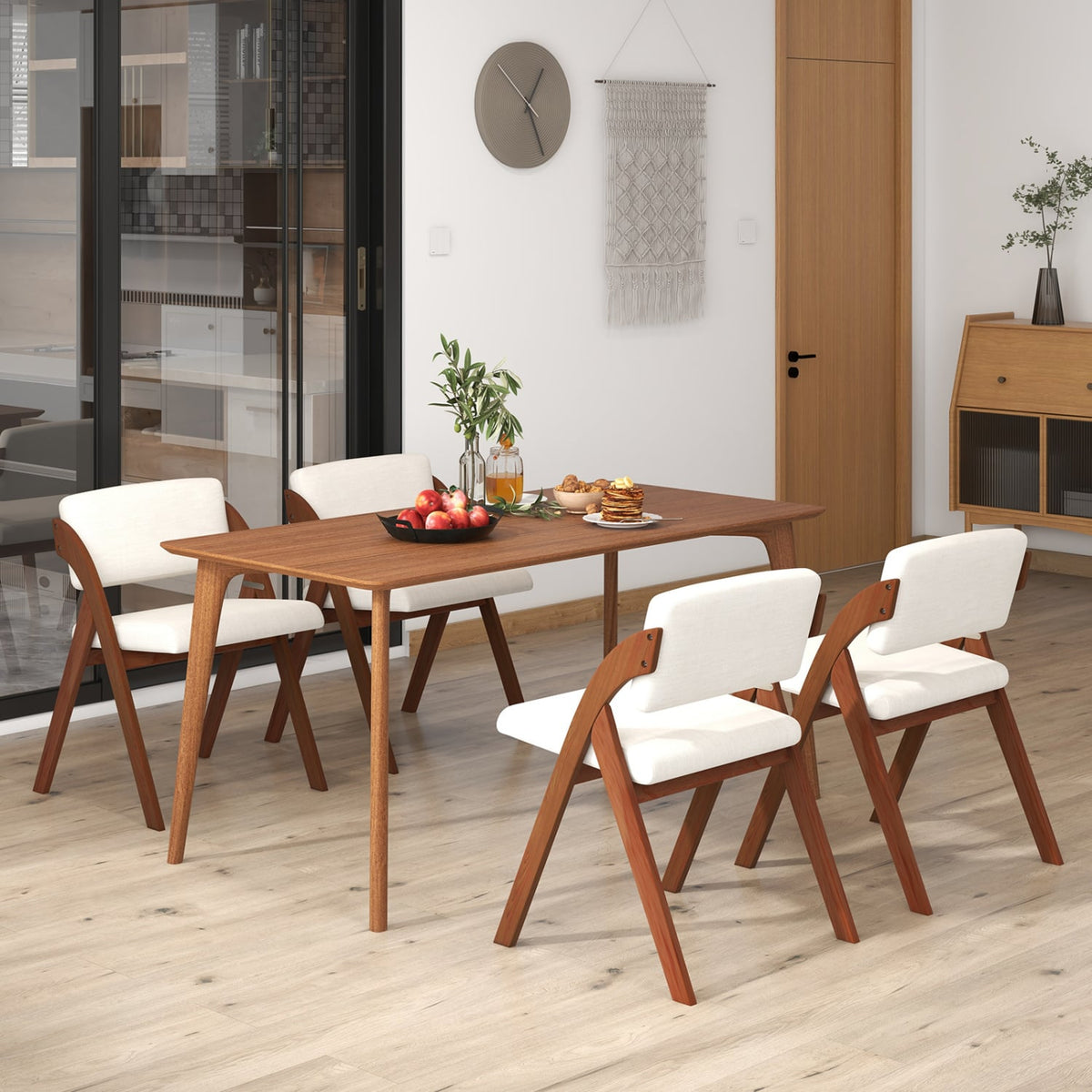 Set of 4 Folding Kitchen Dining Chairs with Rubber Wood Legs-Walnut-Dining Chairs-DECOROLALA