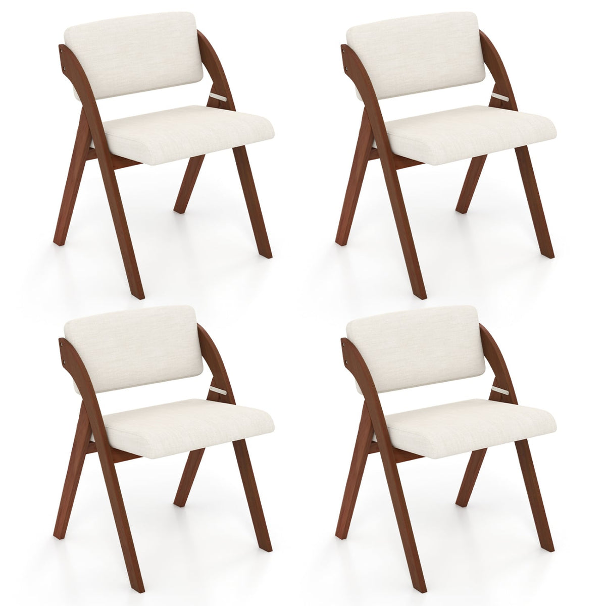 Set of 4 Folding Kitchen Dining Chairs with Rubber Wood Legs-Walnut-Dining Chairs-DECOROLALA