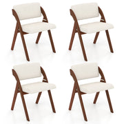 Set of 4 Folding Kitchen Dining Chairs with Rubber Wood Legs-Walnut-Dining Chairs-DECOROLALA