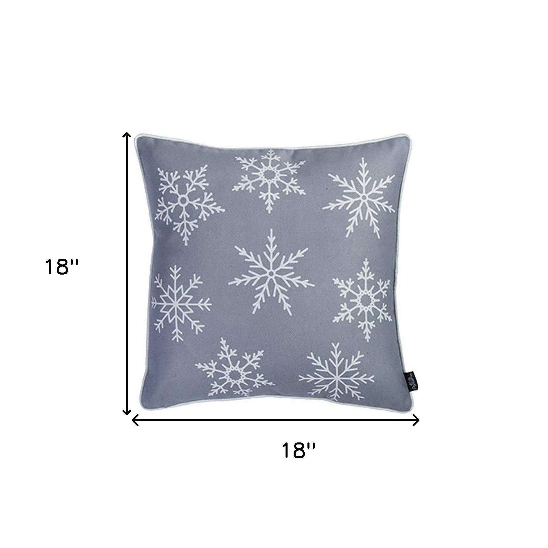Set of 4 Gray and White Snowflakes Throw Pillows-Accent Throw Pillows-DECOROLALA