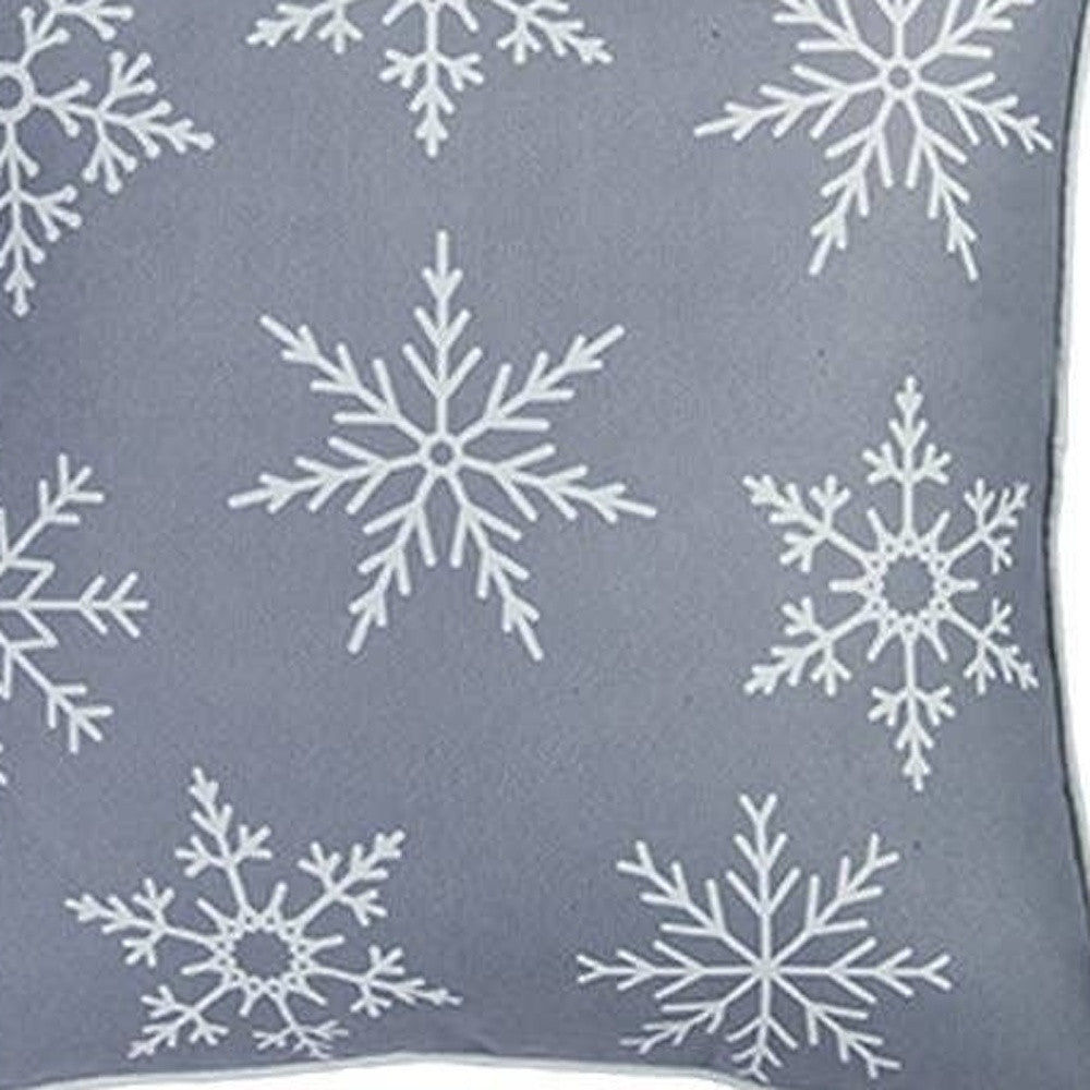 Set of 4 Gray and White Snowflakes Throw Pillows-Accent Throw Pillows-DECOROLALA