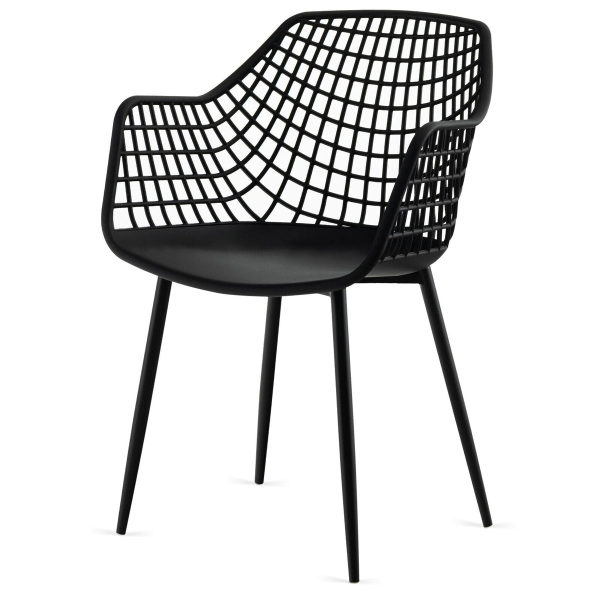 Set of 4 Heavy Duty Modern Dining Chair with Airy Hollow Backrest-Black-Dining Chairs-DECOROLALA
