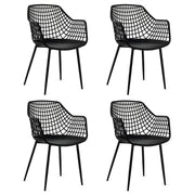 Set of 4 Heavy Duty Modern Dining Chair with Airy Hollow Backrest-Black-Dining Chairs-DECOROLALA