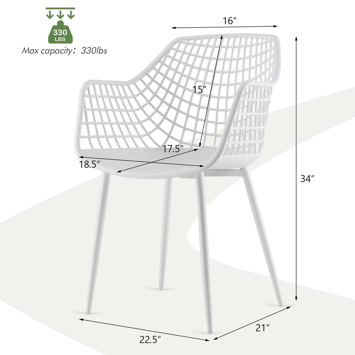 Set of 4 Heavy Duty Modern Dining Chair with Airy Hollow Backrest-White-Dining Chairs-DECOROLALA