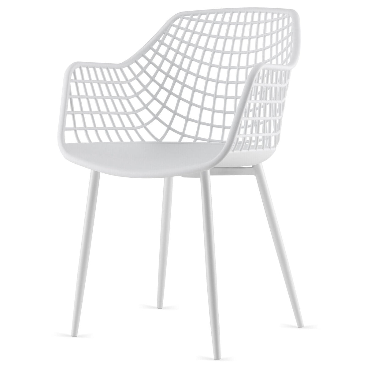 Set of 4 Heavy Duty Modern Dining Chair with Airy Hollow Backrest-White-Dining Chairs-DECOROLALA