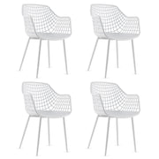 Set of 4 Heavy Duty Modern Dining Chair with Airy Hollow Backrest-White-Dining Chairs-DECOROLALA