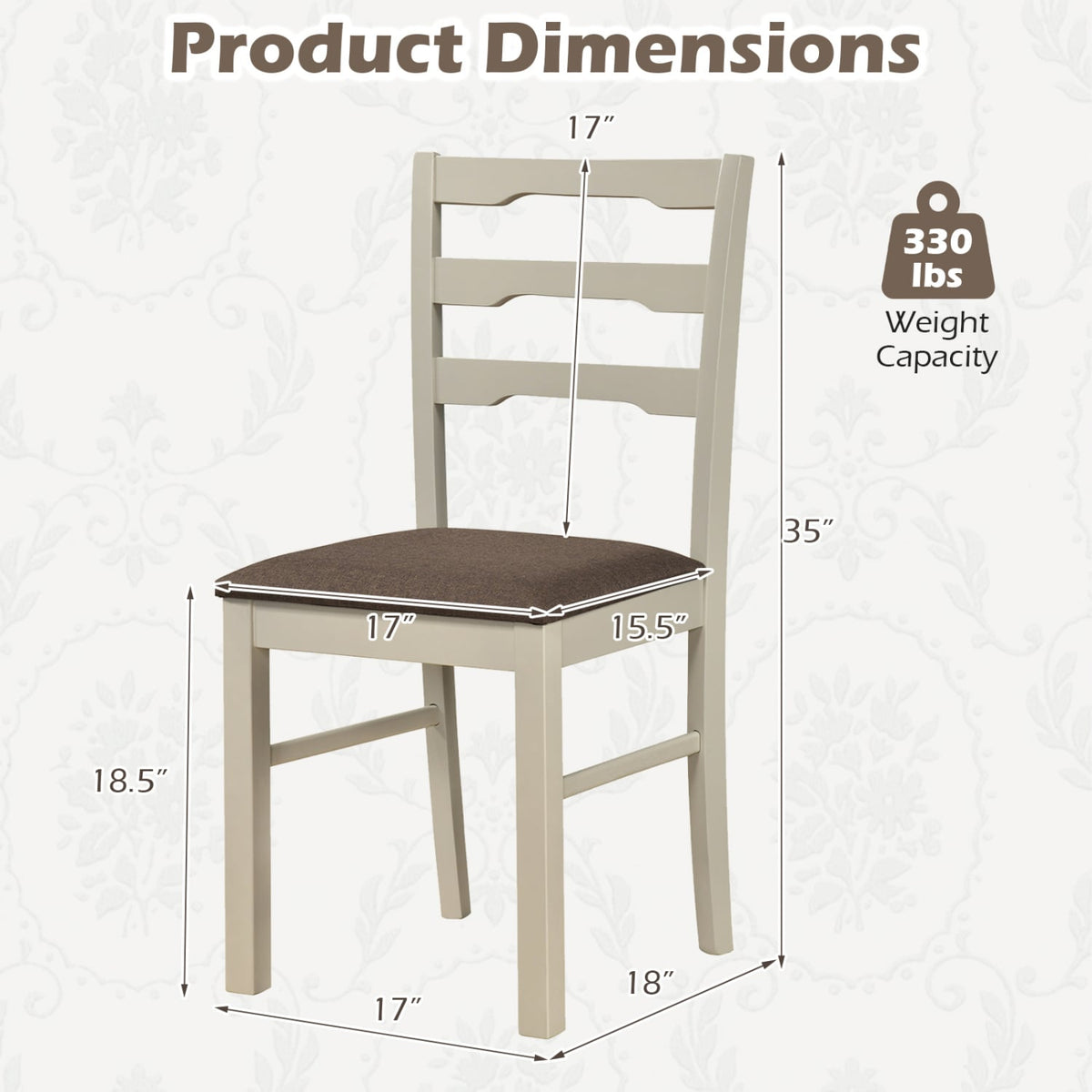 Set of 4 Linen Style Upholstered Dining Chairs with Wood Frames-White-Dining Chairs-DECOROLALA
