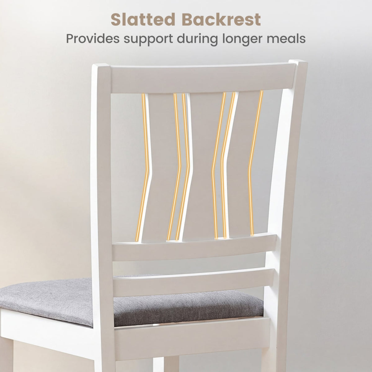 Set of 4 Linen Style Upholstered Kitchen Chairs with Wood Frames-White-Dining Chairs-DECOROLALA