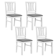 Set of 4 Linen Style Upholstered Kitchen Chairs with Wood Frames-White-Dining Chairs-DECOROLALA