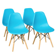 Set of 4 Mid Century Modern Dining Chairs with Wooden Legs-Blue-Dining Chairs-DECOROLALA