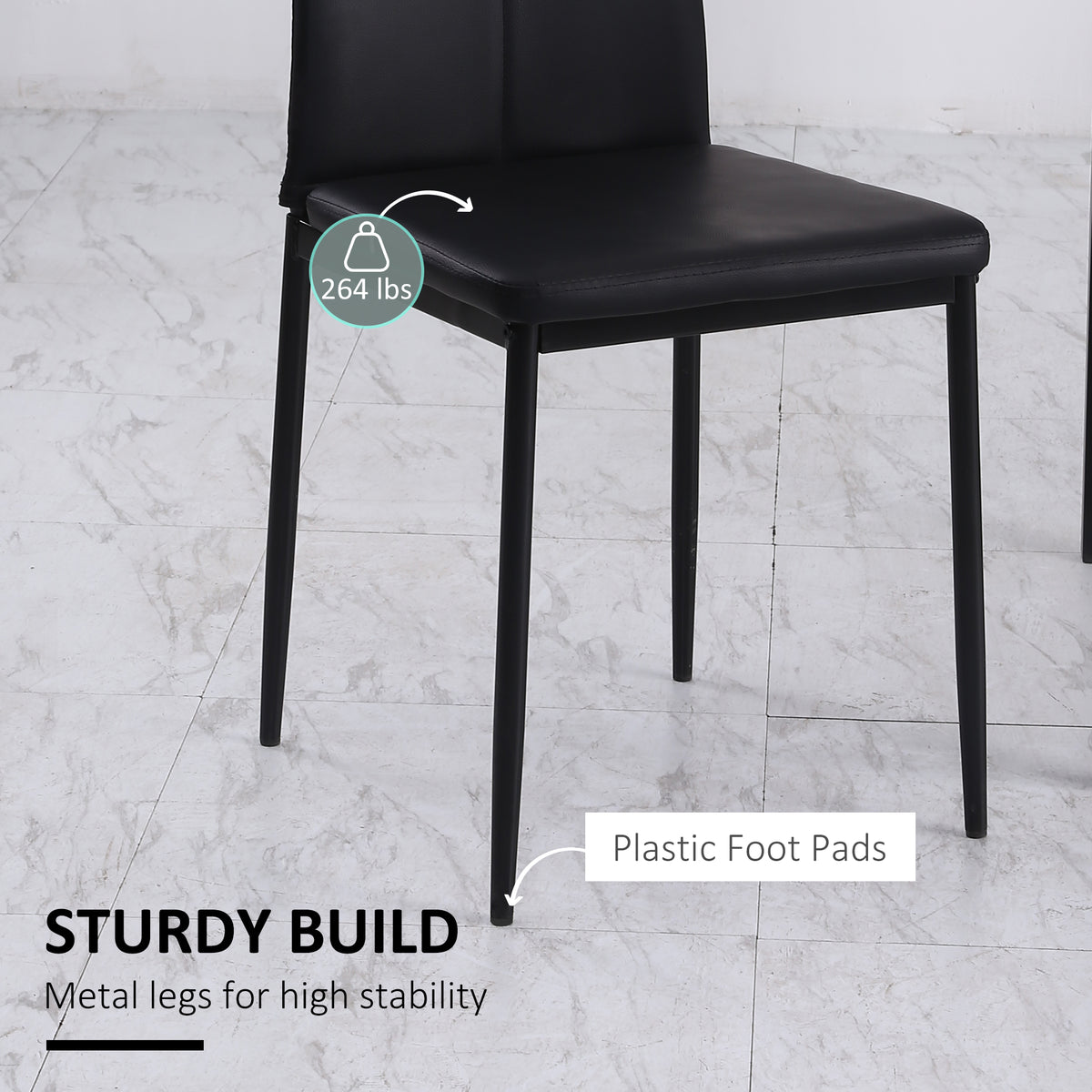 Set of 4 Modern Dining Chairs - Black PU Leather Tufted-Home Furnishings > Kitchen & Dining Furniture > Dining Chairs-DECOROLALA