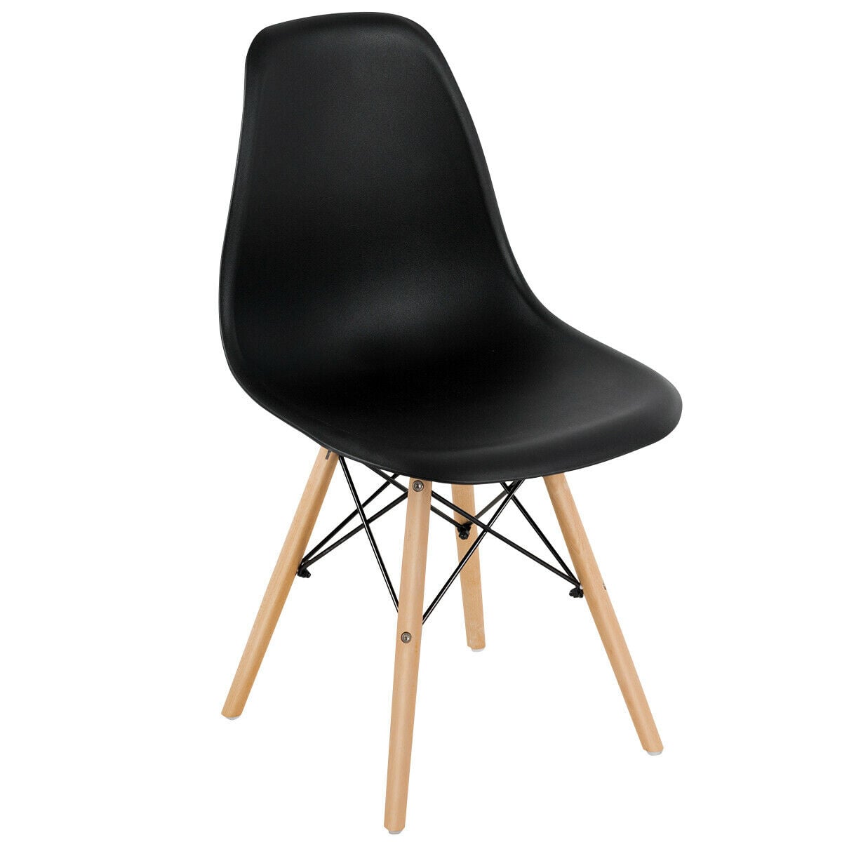Set of 4 Modern Dining Side Chair Wood Legs-Black-Dining Chairs-DECOROLALA