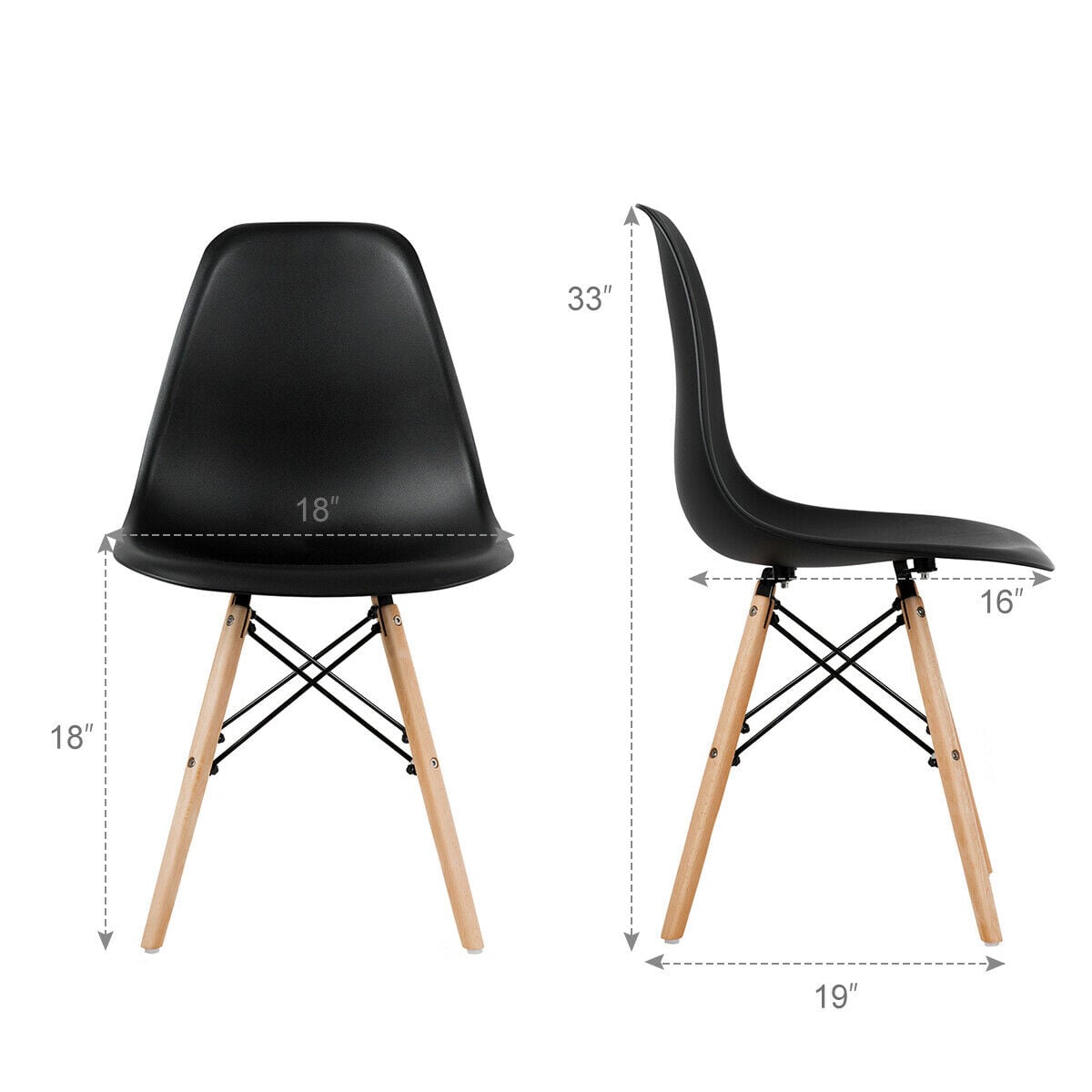 Set of 4 Modern Dining Side Chair Wood Legs-Black-Dining Chairs-DECOROLALA