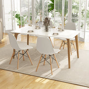 Set of 4 Modern Dining Side Chair Wood Legs-White-Dining Chairs-DECOROLALA
