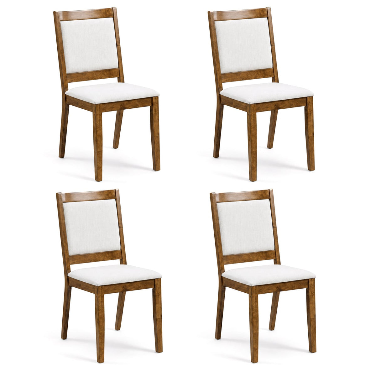 Set of 4 Modern Dining Upholstered Kitchen Chair with Padded Backrest-Walnut-Dining Chairs-DECOROLALA