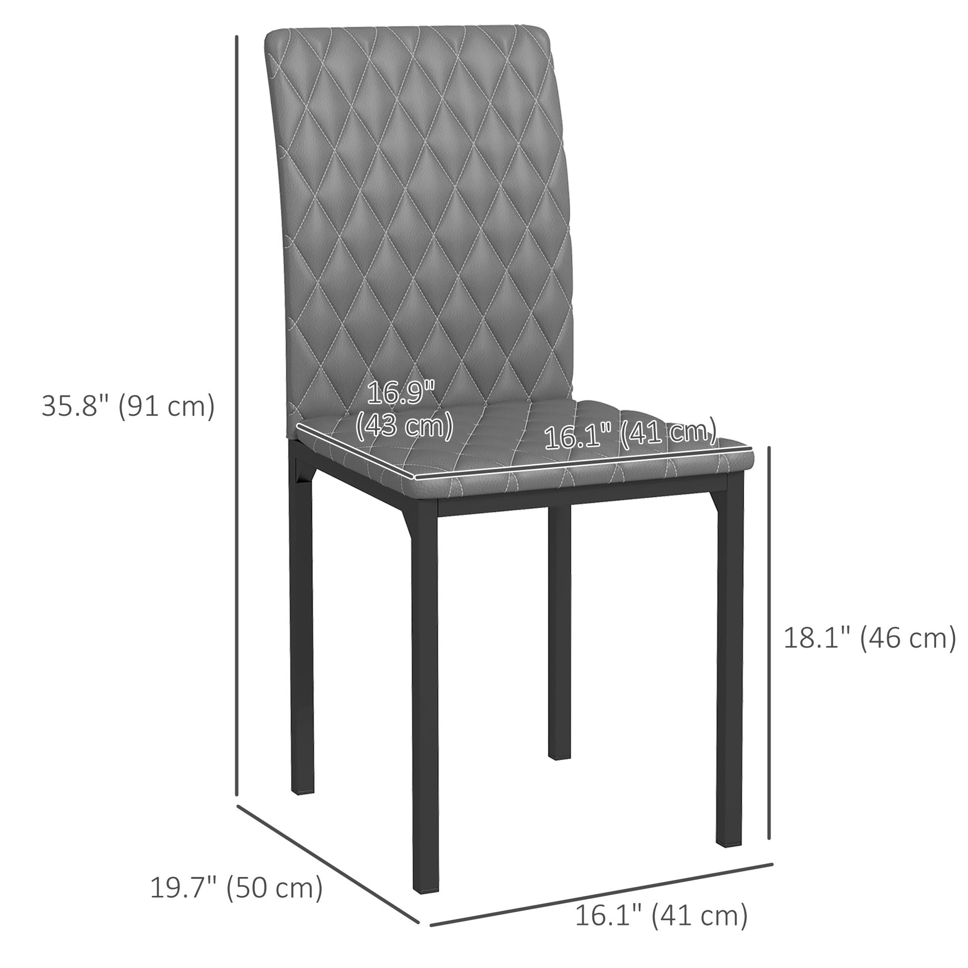Set of 4 Modern Tufted Dining Chairs - Grey Faux Leather-Home Furnishings > Kitchen & Dining Furniture > Dining Chairs-DECOROLALA