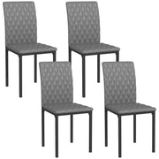 Set of 4 Modern Tufted Dining Chairs - Grey Faux Leather-Home Furnishings > Kitchen & Dining Furniture > Dining Chairs-DECOROLALA