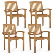 Set of 4 Outdoor Patio Chair with Slatted Seat and Curved Seat-Patio Dining Chairs-DECOROLALA