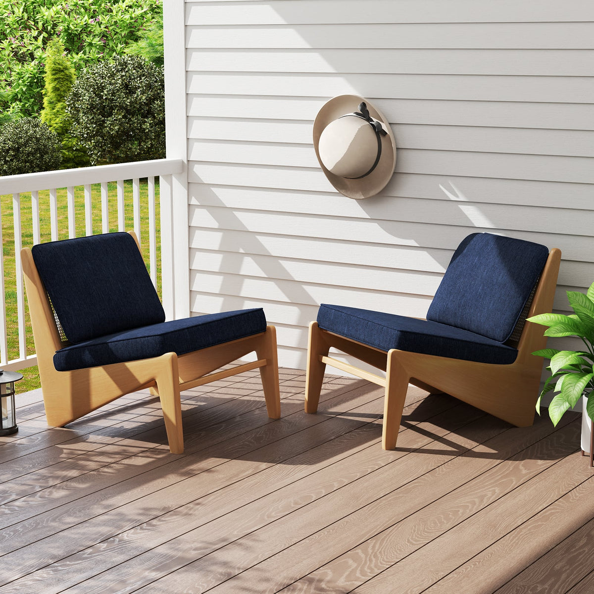 Set of 4 Outdoor Patio Cushion Set with Removable Covers-Navy-Outdoor Furniture Accessories-DECOROLALA