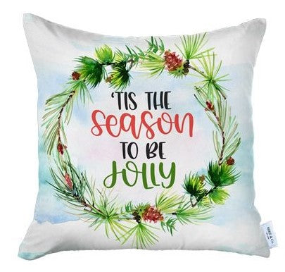 Set of 4 Tis the Season Christmas Throw Pillow Covers-Accent Throw Pillows-DECOROLALA