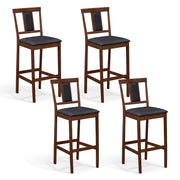 Set of 4 Upholstered Barstool 29.5 Inch Bar Height with Solid Rubber Wood Frame-Walnut-Bar Stools-DECOROLALA