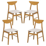 Set of 4 Upholstered Dining Chairs with Curved Backrest and Rubber Wood Frame-Natural-Dining Chairs-DECOROLALA