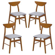 Set of 4 Upholstered Dining Chairs with Curved Backrest and Rubber Wood Frame-Walnut-Dining Chairs-DECOROLALA