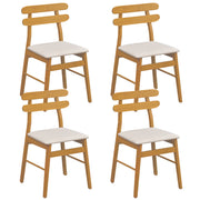 Set of 4 Upholstered Dining Chairs with Padded Seat and Solid Wood Legs-Natural-Dining Chairs-DECOROLALA
