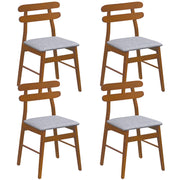 Set of 4 Upholstered Dining Chairs with Padded Seat and Solid Wood Legs-Walnut-Dining Chairs-DECOROLALA