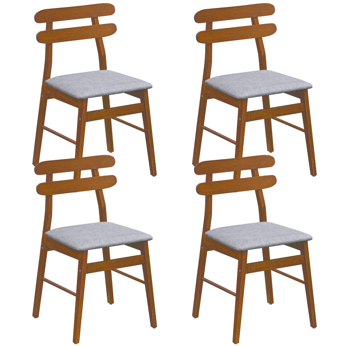 Set of 4 Upholstered Dining Chairs with Padded Seat and Solid Wood Legs-Walnut-Dining Chairs-DECOROLALA