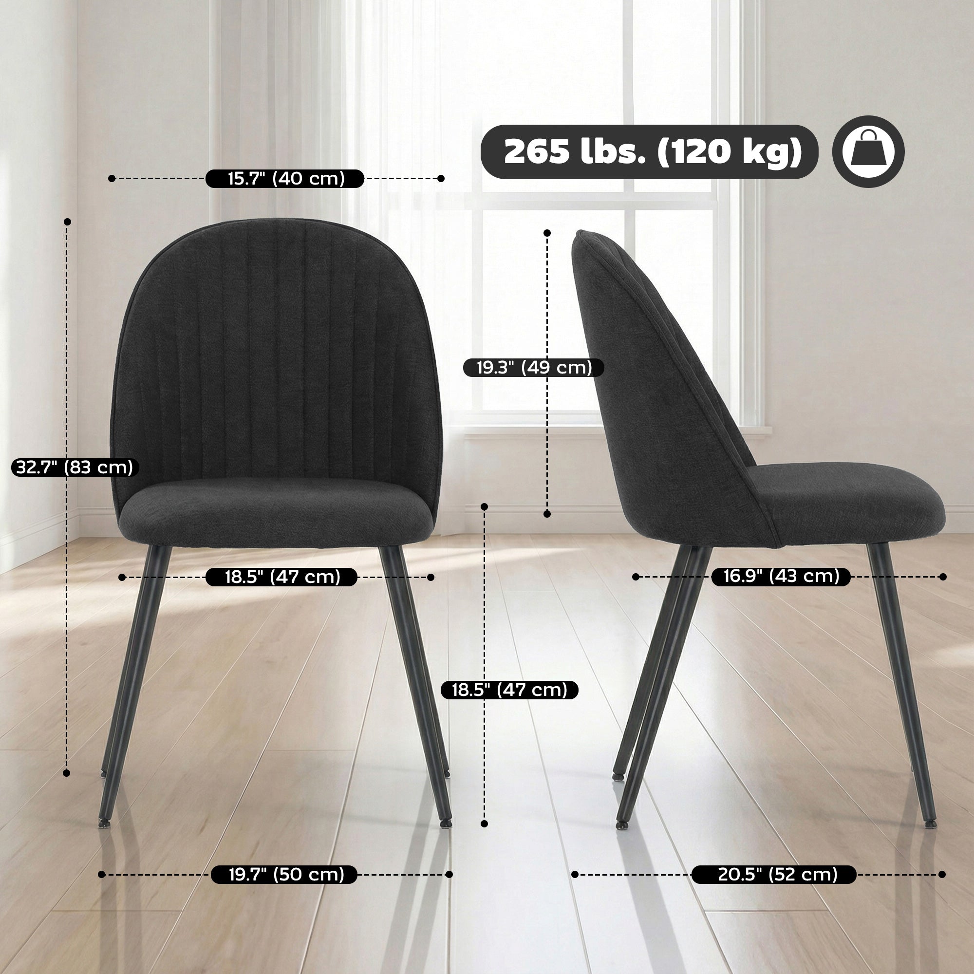 Set of 4 Velvet Dining Chairs - Black Modern-DECOROLALA