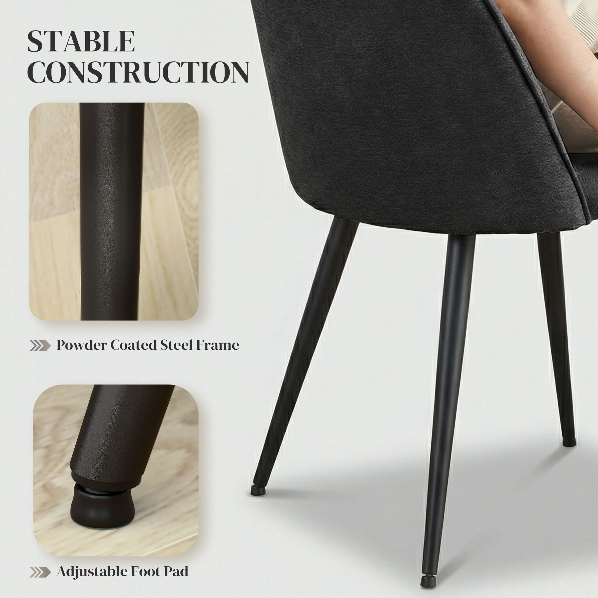Set of 4 Velvet Dining Chairs - Black Modern-DECOROLALA