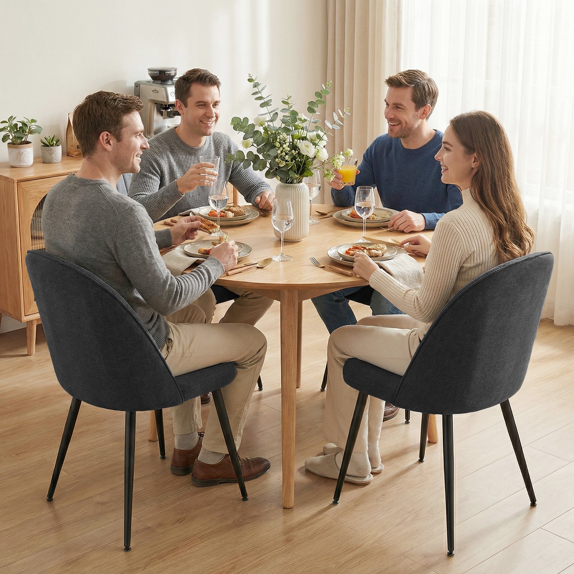 Set of 4 Velvet Dining Chairs - Black Modern-DECOROLALA
