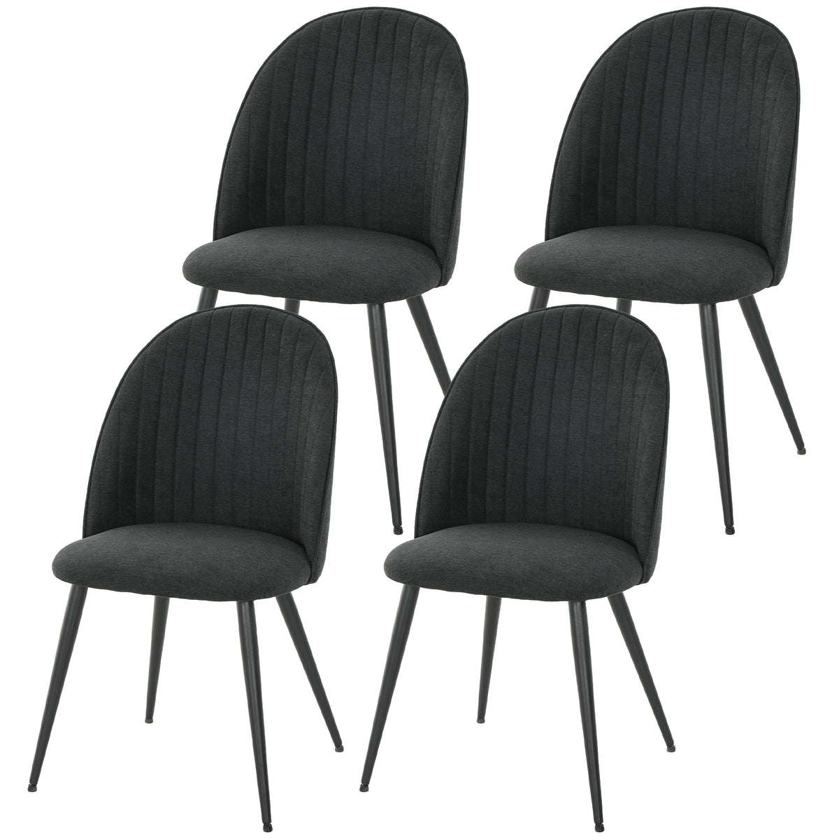 Set of 4 Velvet Dining Chairs - Black Modern-Dining Chairs-DECOROLALA