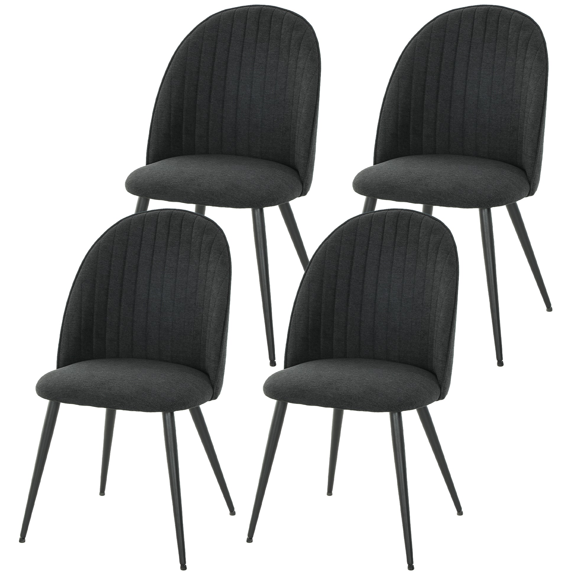 Set of 4 Velvet Dining Chairs - Black Modern-DECOROLALA