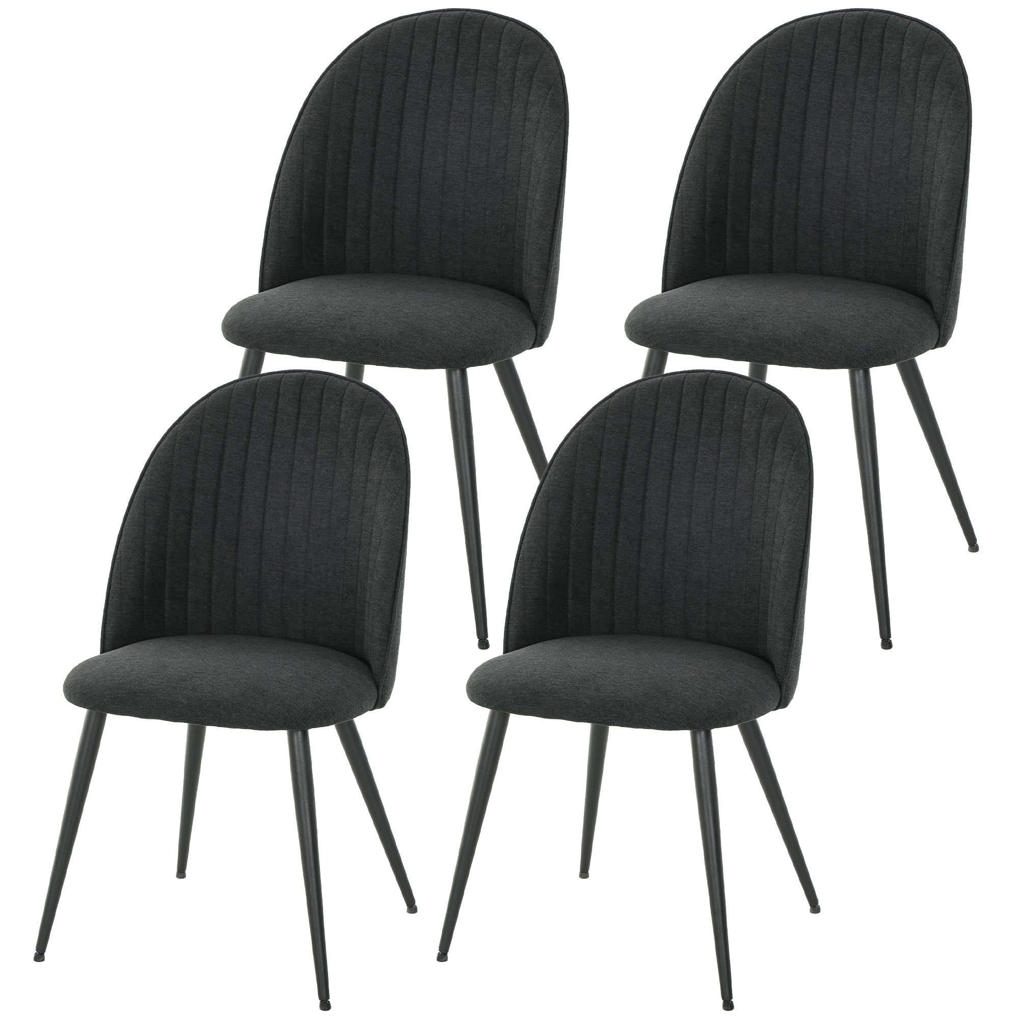 Set of 4 Velvet Dining Chairs - Black Modern-DECOROLALA