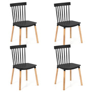 Set of 4 Windsor Dining Chairs with Spindle Backs and Curved Seats-Black-Dining Chairs-DECOROLALA