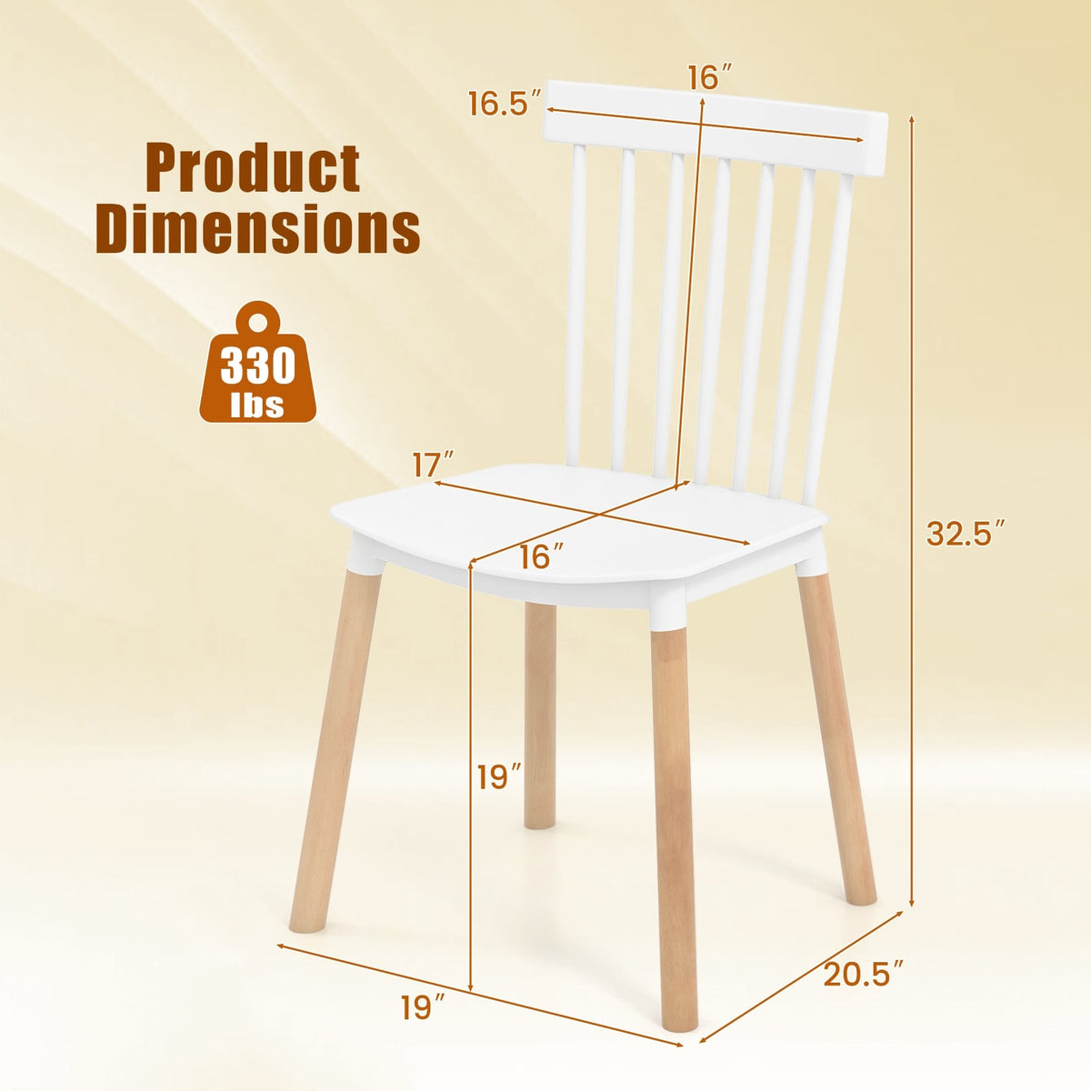 Set of 4 Windsor Dining Chairs with Spindle Backs and Curved Seats-White-Dining Chairs-DECOROLALA