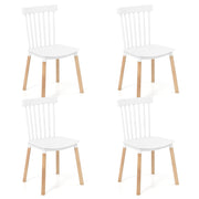Set of 4 Windsor Dining Chairs with Spindle Backs and Curved Seats-White-Dining Chairs-DECOROLALA