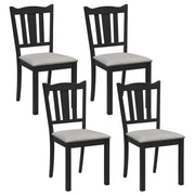 Set of 4 Wooden Dining Chair with Hollow Back and Soft-padded Cushion-Black-Dining Chairs-DECOROLALA