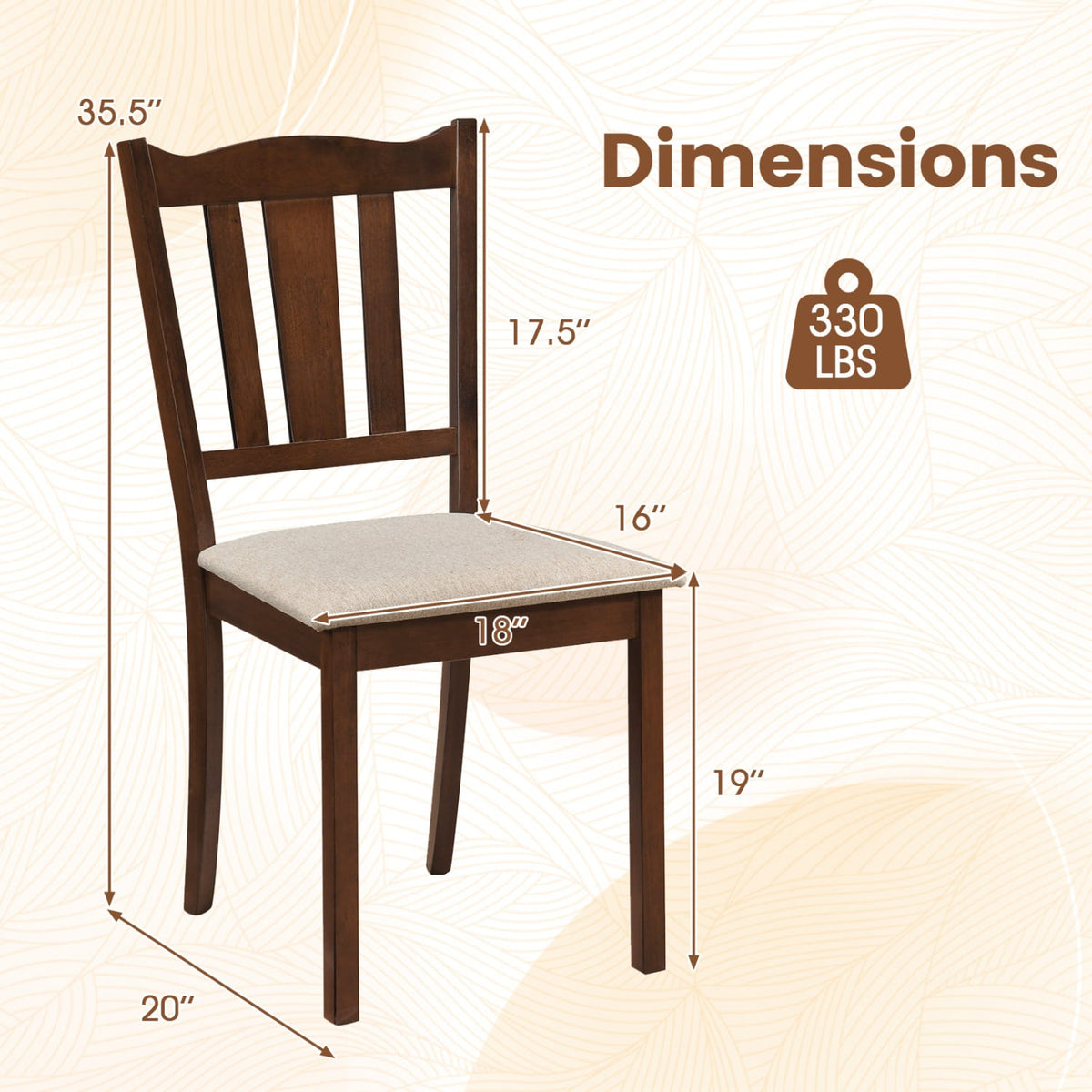 Set of 4 Wooden Dining Chair with Hollow Back and Soft-padded Cushion-Walnut-Dining Chairs-DECOROLALA